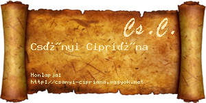Csányi Cipriána névjegykártya